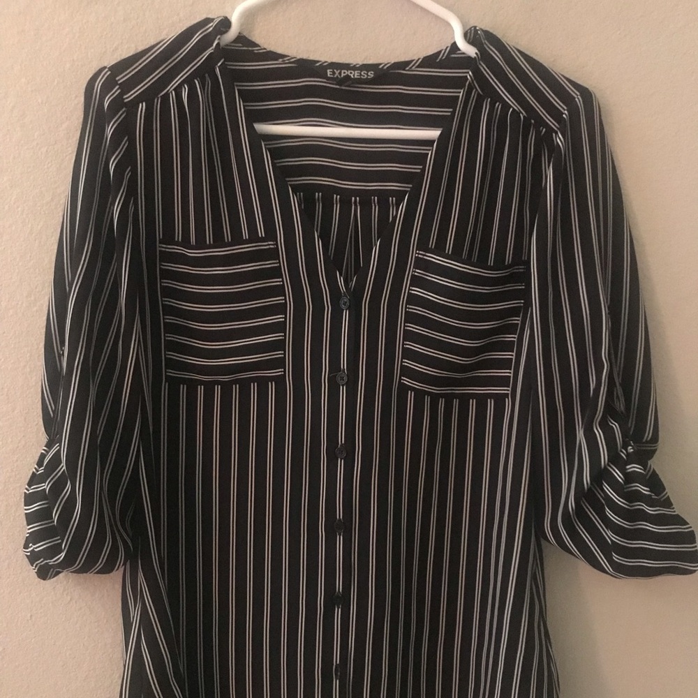 Express striped button up top